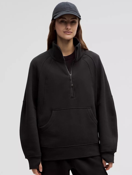 lululemon athletica Tops - Lululemon Scuba Oversized Funnel Neck Half Zip Long Black XL/XXL NWT Thumbholes